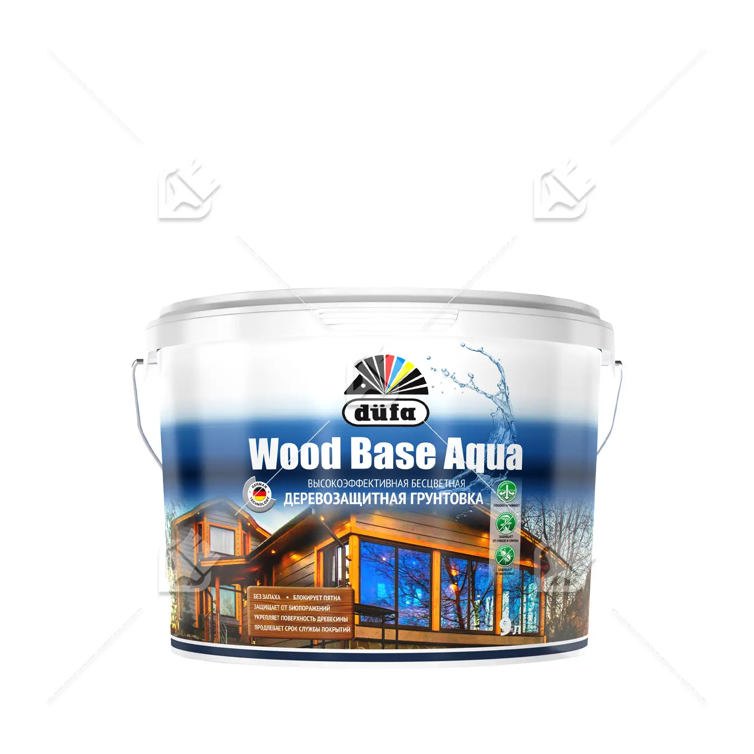 Грунт для защиты древесины Dufa Wood Base Aqua бесцветная 9 л