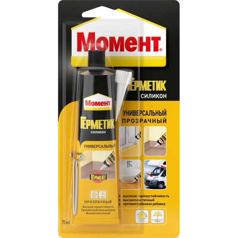 Герметик силиконовый универсальный Момент прозрачный 70 мл