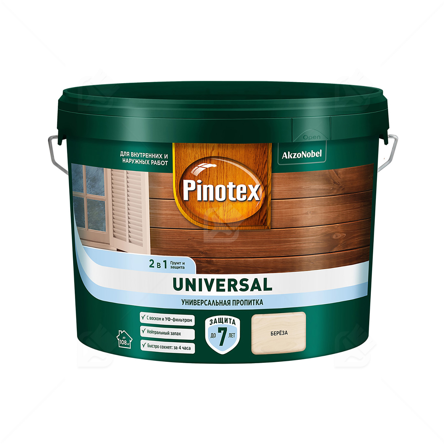 Pinotex Universal 2 в 1 универсальная пропитка для древесины Берёза 9 л