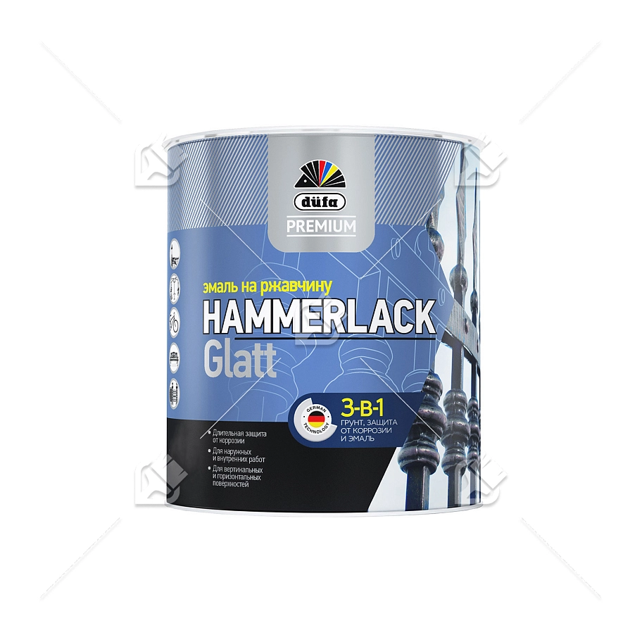 Эмаль на ржавчину Dufa Premium Hammerlack 3-в-1 гладкая RAL 1015 слоновая кость 2,5 л.