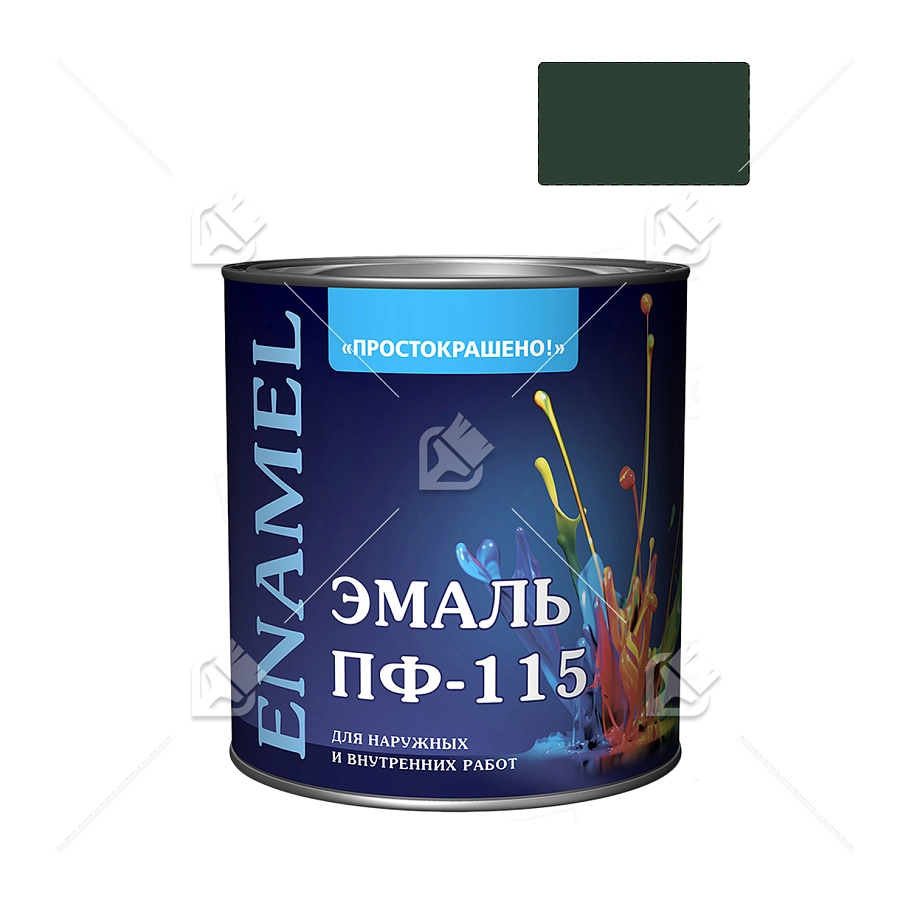 Эмаль ПФ-115 универсальная алкидная Простокрашено темно-зеленая 1,9 кг.
