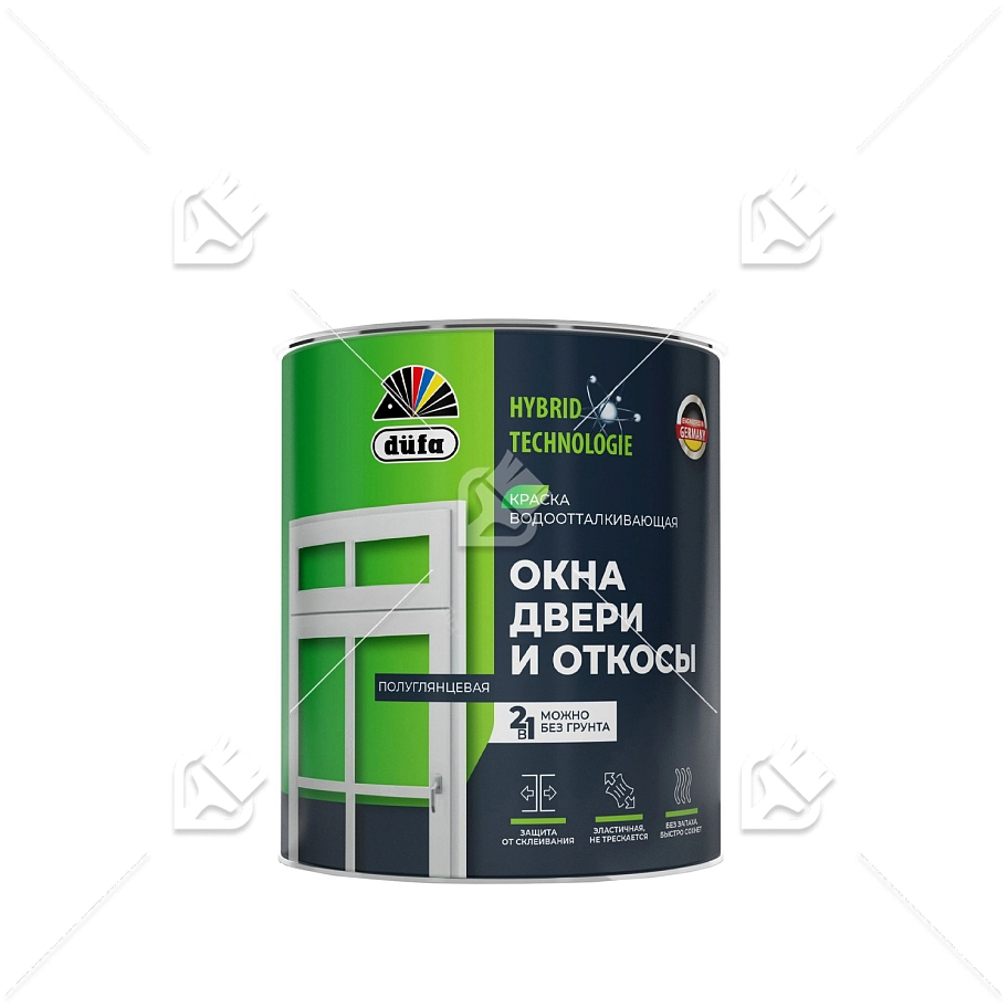 Краска для окон, дверей и откосов Dufa акриловая полуглянцевая база 3 1,75 л
