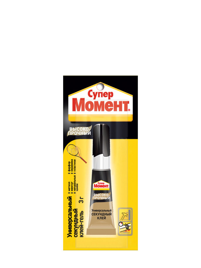 Клей универсальный секундный Супер Момент Высокопрочный 3 г. на мульти-карте