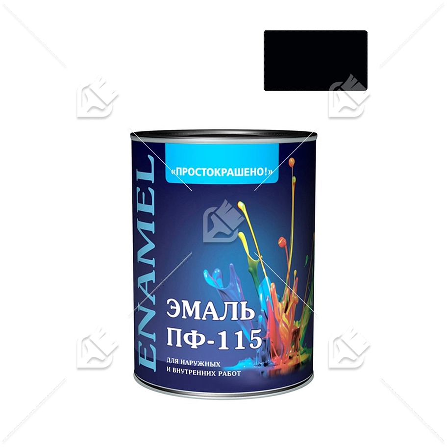 Эмаль ПФ-115 универсальная алкидная Простокрашено черная 0,9 кг.
