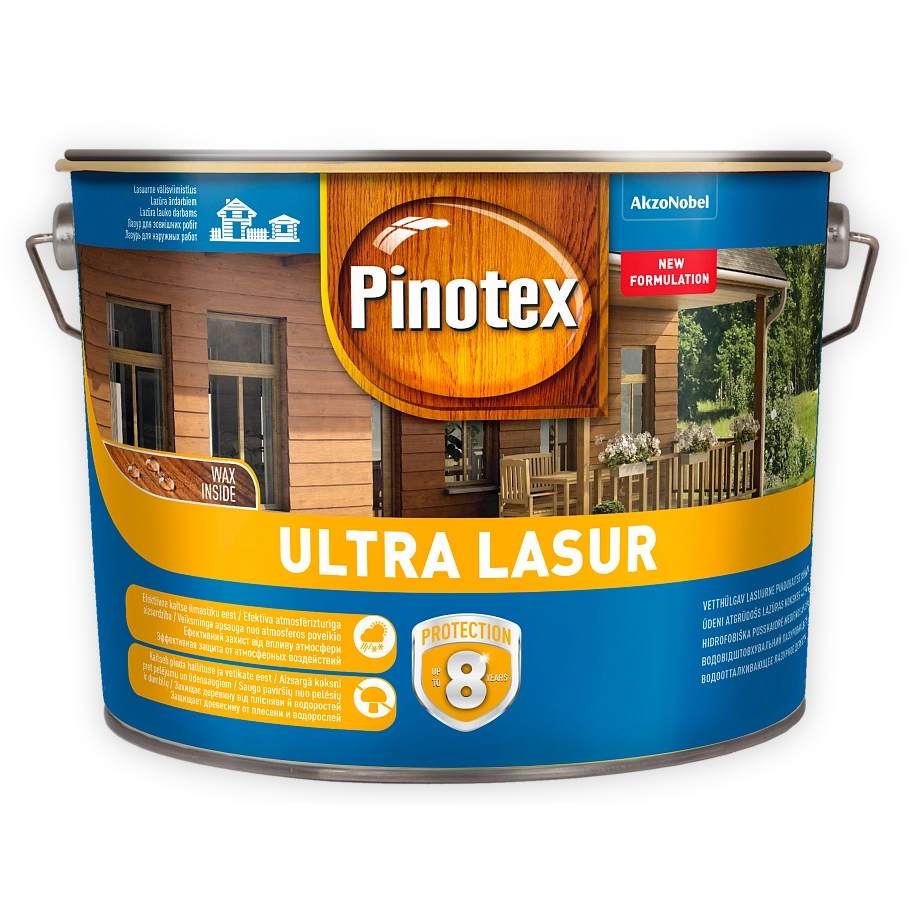 Пропитка декоративная для защиты древесины Pinotex Ultra AWB полуглянцевая тик 10 л