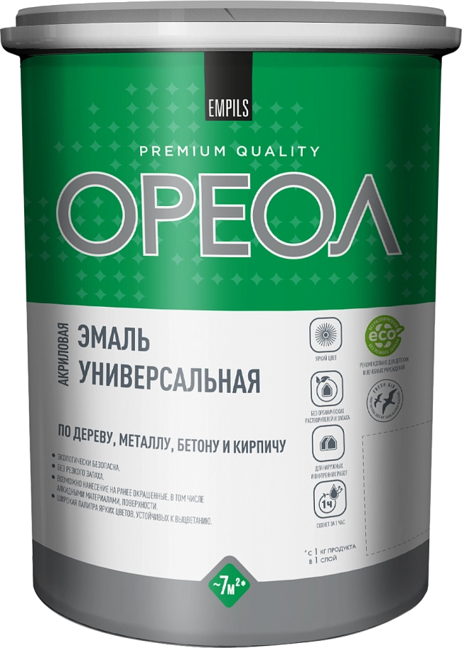 Эмаль универсальная акриловая Ореол глянцевая красная 1 кг