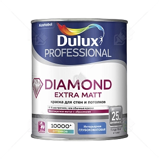 Краска для стен и потолков водно-дисперсионная Dulux Diamond Extra Matt глубокоматовая база BW 1 л.