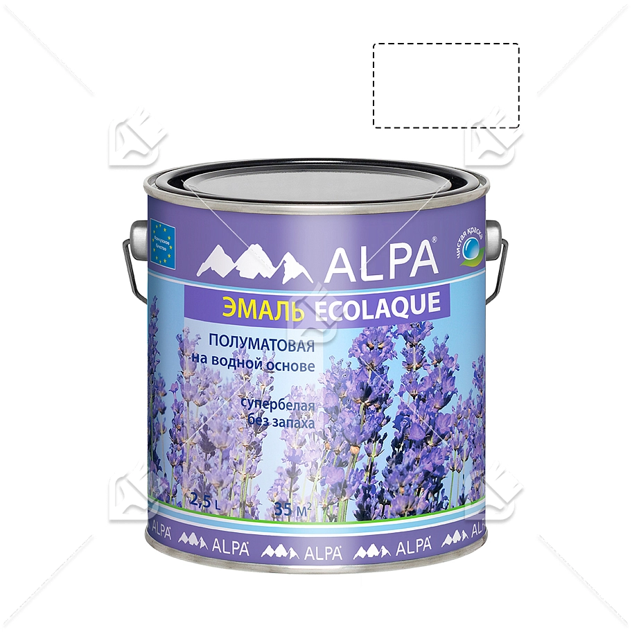 Эмаль универсальная Alpa Ecolaque полуматовая белая 2,5 л.