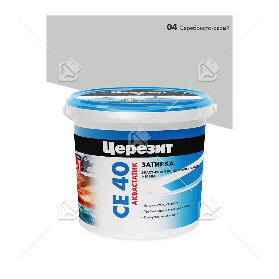 Затирка для швов до 10 мм водоотталкивающая Церезит СЕ 40 Аквастатик 04 серебристо-серая 1 кг