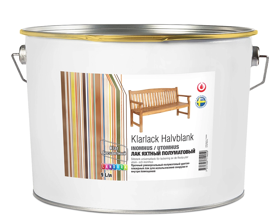 Landora Klarlack Halvblank/ Ландора Кларлак Халвбланк Лак для дерева для внутренних и наружных работ полуматовый