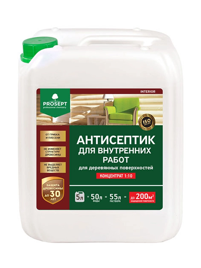 Prosept Interior / Просепт Интерьер Антисептик защитный для древесины водный