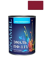 Эмаль ПФ-115 универсальная алкидная Простокрашено вишневая 0,9 кг.