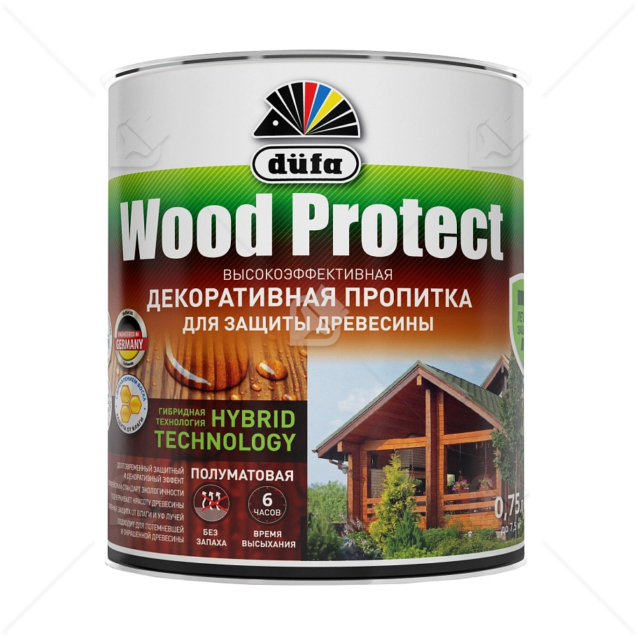 Пропитка декоративная для защиты древесины Dufa Wood Protect тик 0,75 л.