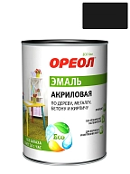 Эмаль универсальная акриловая Ореол глянцевая черная 0,9 кг.