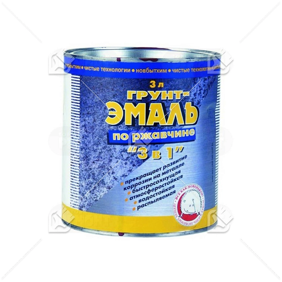 Грунт-эмаль на ржавчину 3 в 1 Новбытхим черная 3 л.