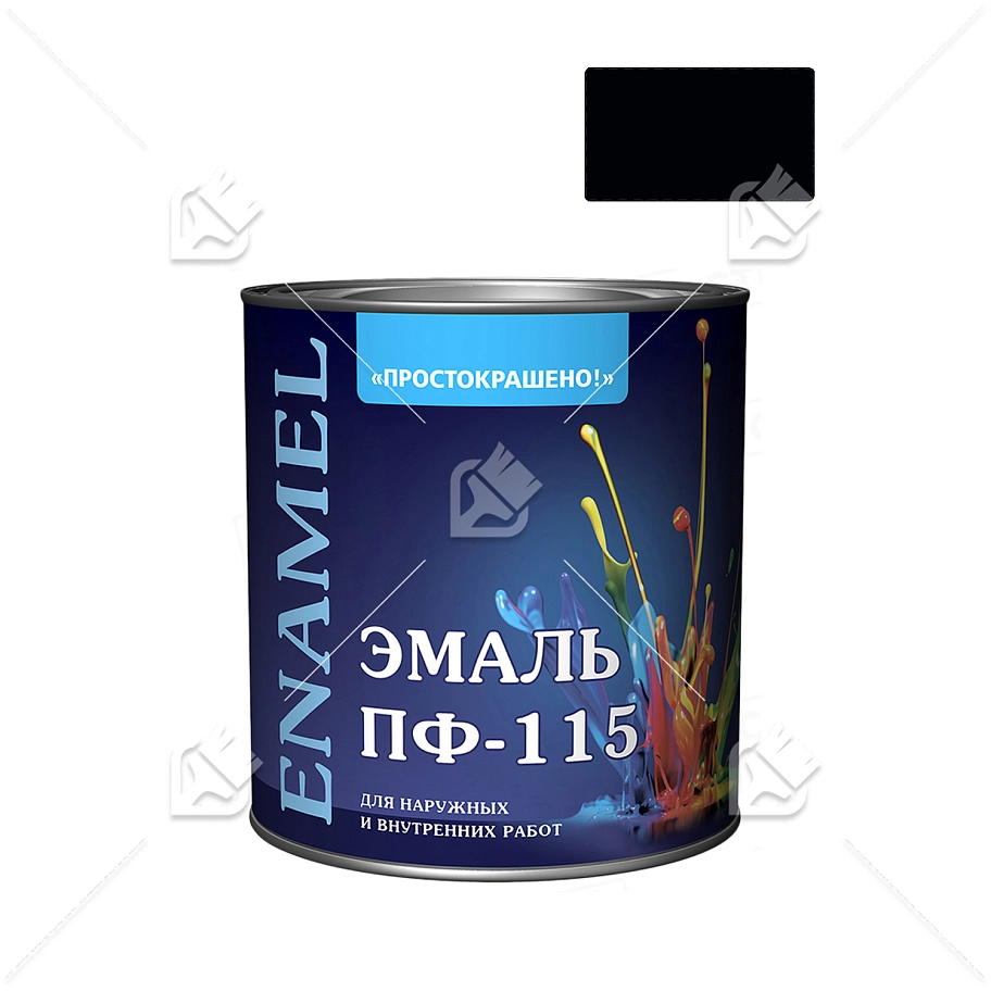 Эмаль ПФ-115 универсальная алкидная Простокрашено черная 1,9 кг.