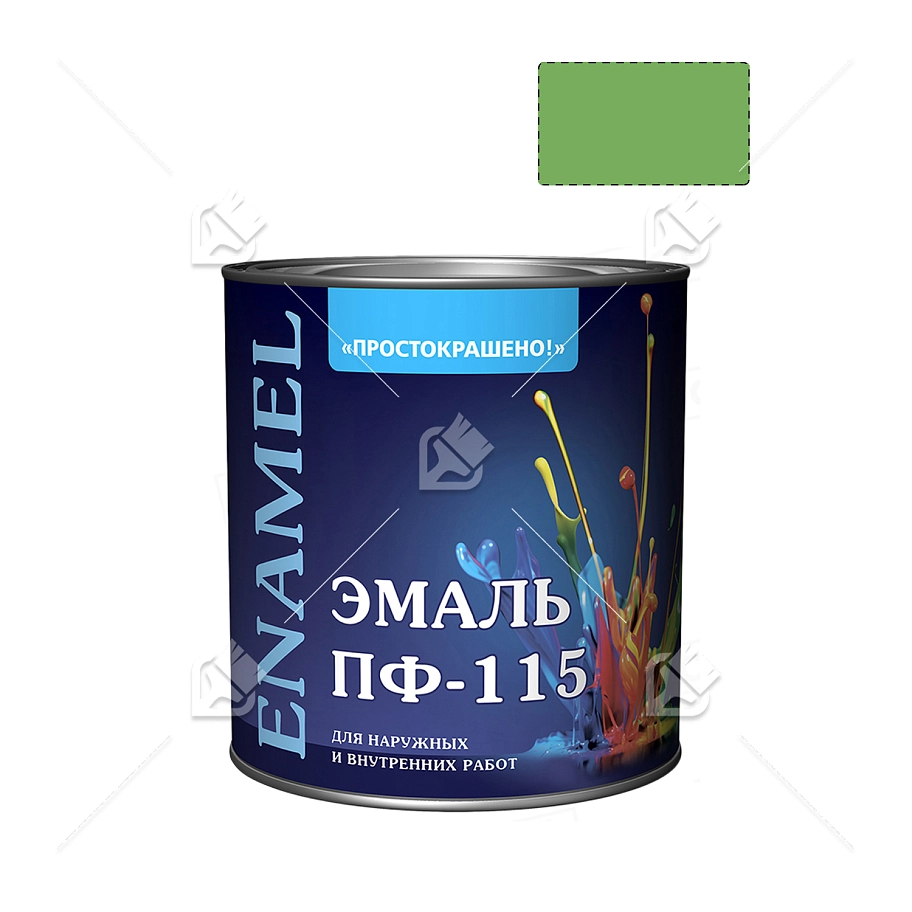 Эмаль ПФ-115 универсальная алкидная Простокрашено ярко-зеленая 1,9 кг.