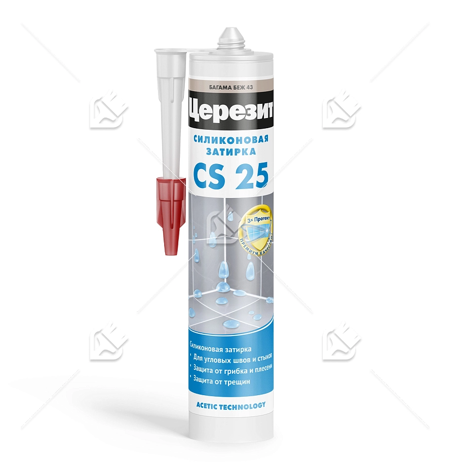 Герметик-затирка силиконовая противогрибковая Церезит CS 25 43 багама 280 мл
