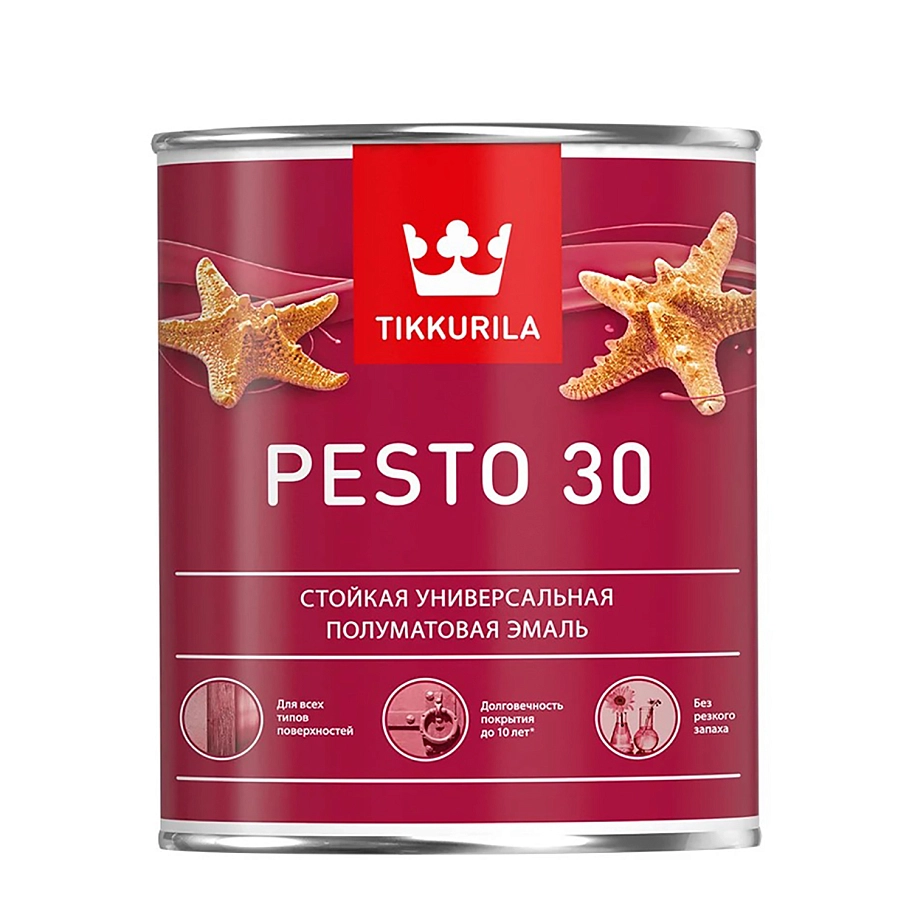 Эмаль универсальная Tikkurila PESTO 30 C полуматовая 0,9л