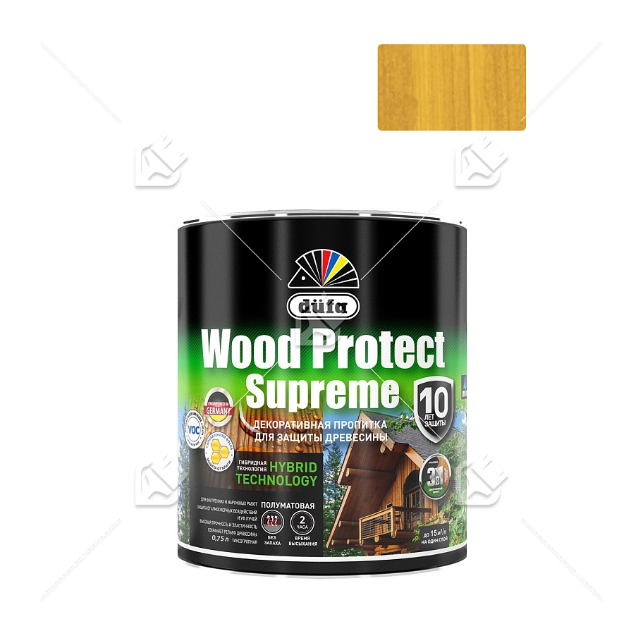 Пропитка декоративная для защиты древесины Dufa Wood Protect Supreme горная сосна 0,75 л