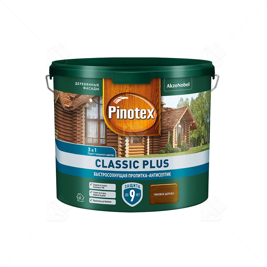 Пропитка декоративная для защиты древесины Pinotex Classic Plus 3 в 1 тиковое дерево 2,5 л.