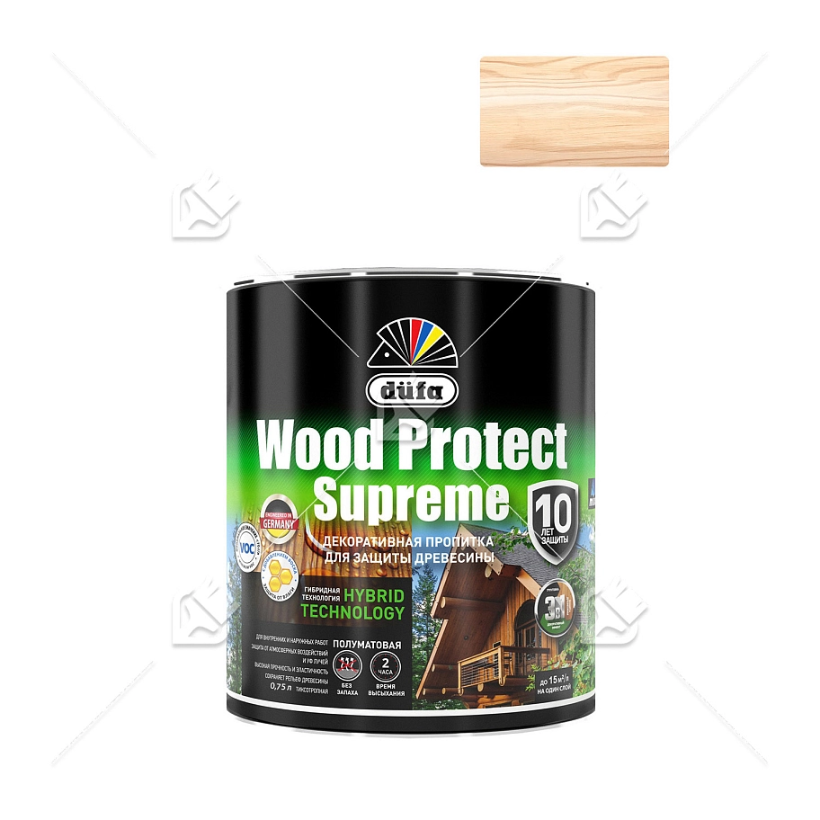 Пропитка декоративная для защиты древесины Dufa Wood Protect Supreme бесцветная 0,75 л
