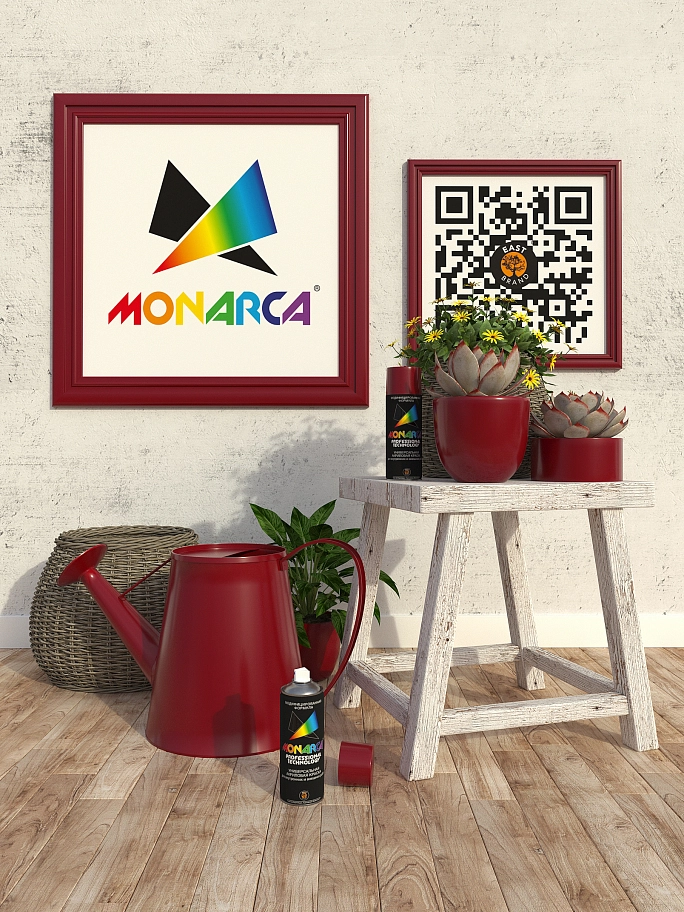 Краска универсальная аэрозольная акриловая Eastbrand Monarca RAL 3011 коричнево-красная 520 мл.