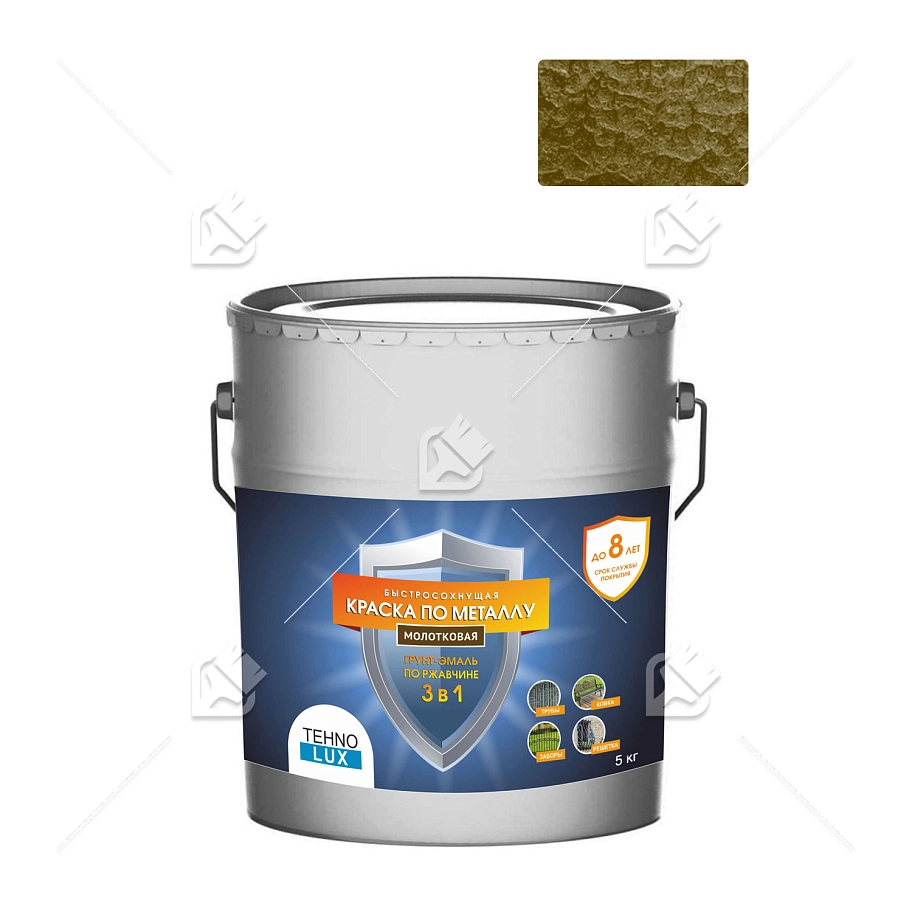 Грунт-эмаль 3 в 1 Технолюкс молотковая золото 5 кг