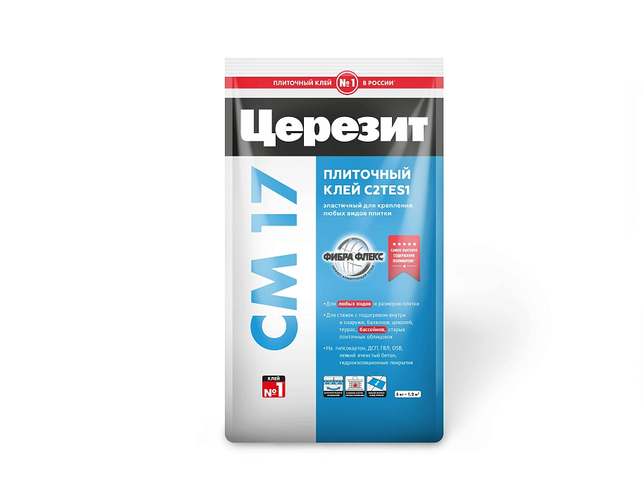 Клей для плитки высокоэластичный армированный Церезит CM 17 Super Flex 5 кг