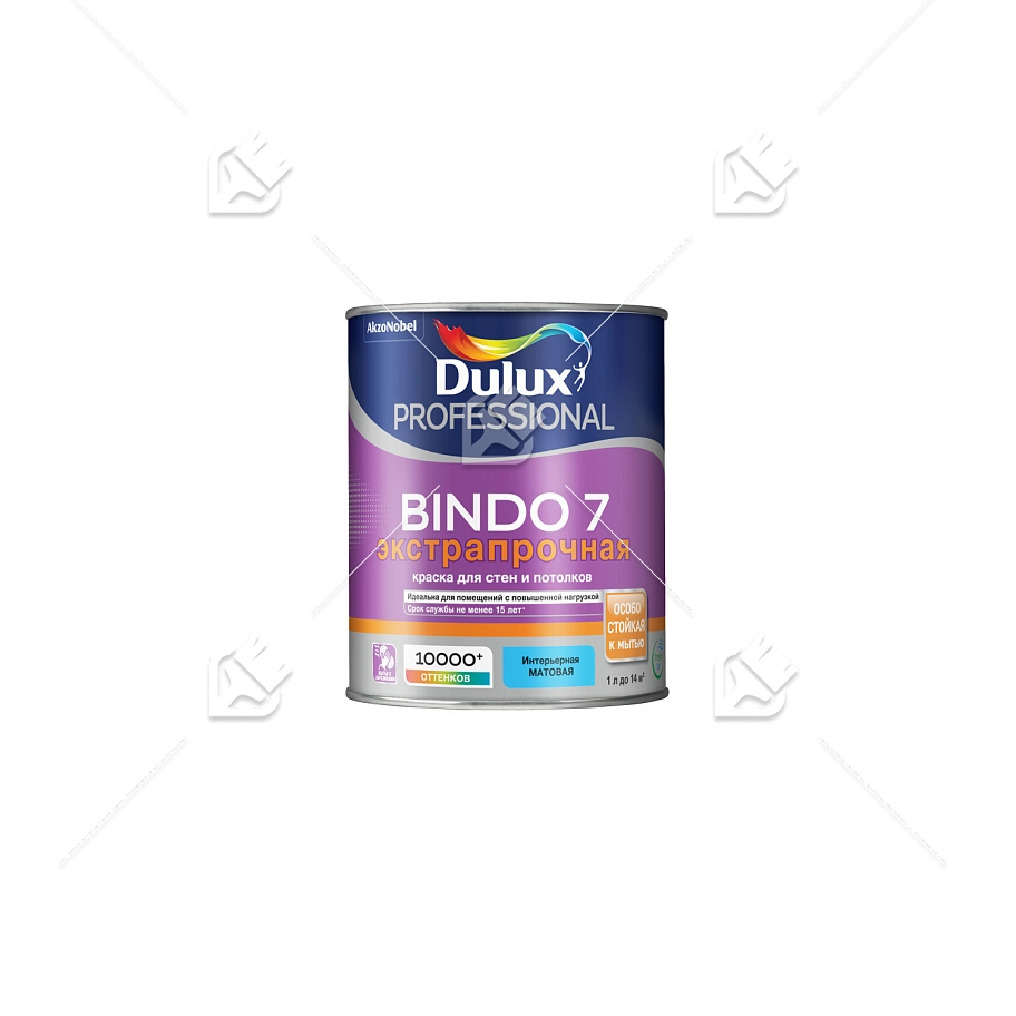 Краска для стен и потолков латексная экстрапрочная Dulux Professional Bindo 7 матовая база BW 1 л.