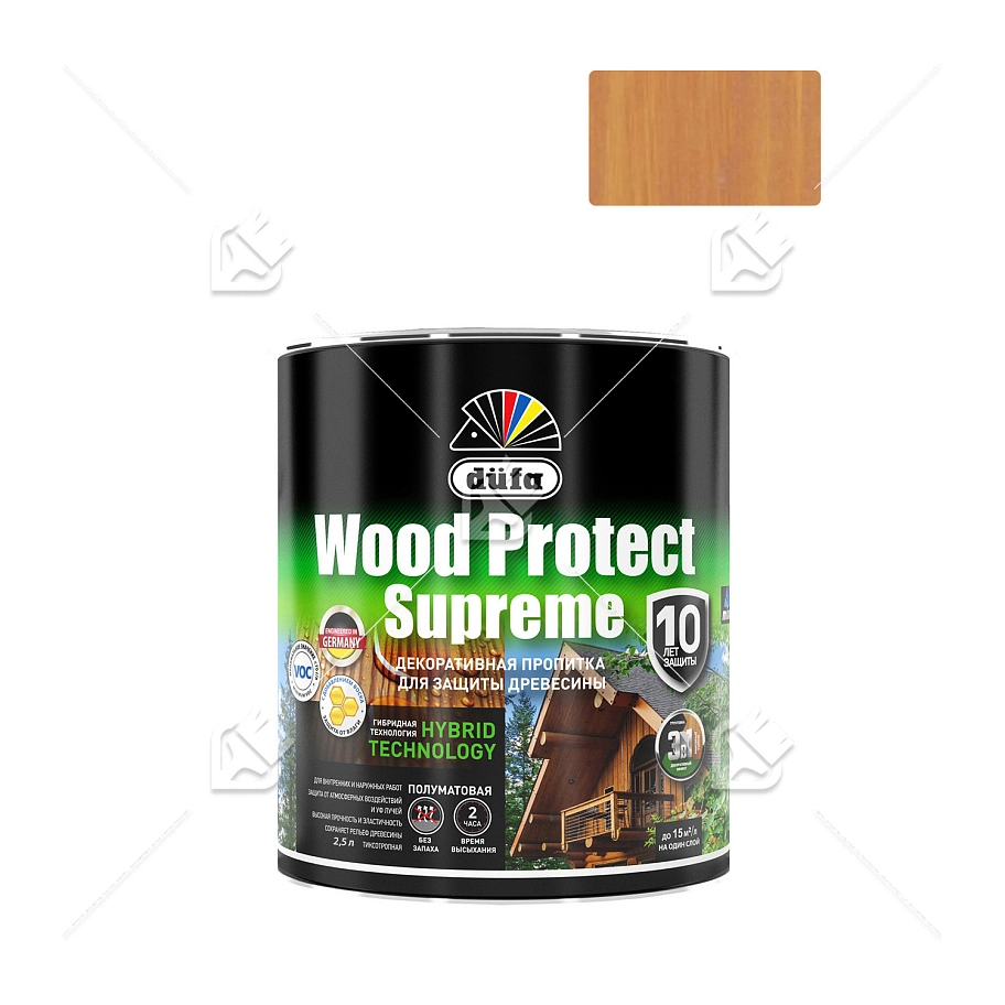 Пропитка декоративная для защиты древесины Dufa Wood Protect Supreme сибирская лиственница 2,5 л