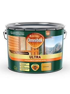 Пропитка декоративная для защиты древесины Omnitex Ultra AWB полуглянцевая калужница 9 л
