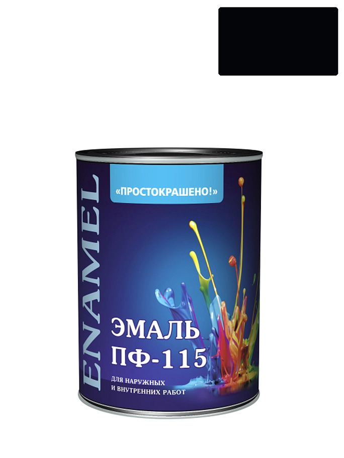 Эмаль ПФ-115 универсальная алкидная Простокрашено черная 1,8 кг