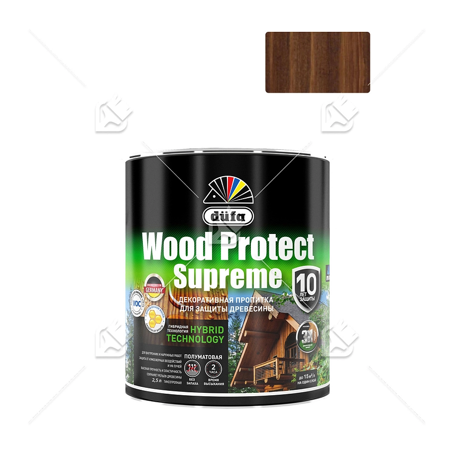Пропитка декоративная для защиты древесины Dufa Wood Protect Supreme орех 2,5 л