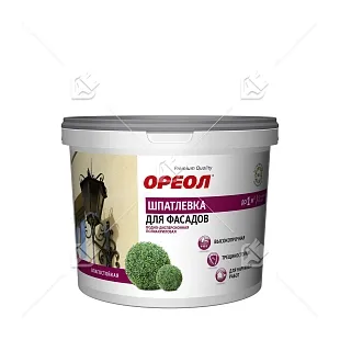 Шпатлевка для фасадов водно-дисперсионная полиакриловая влагостойкая Ореол 4 кг
