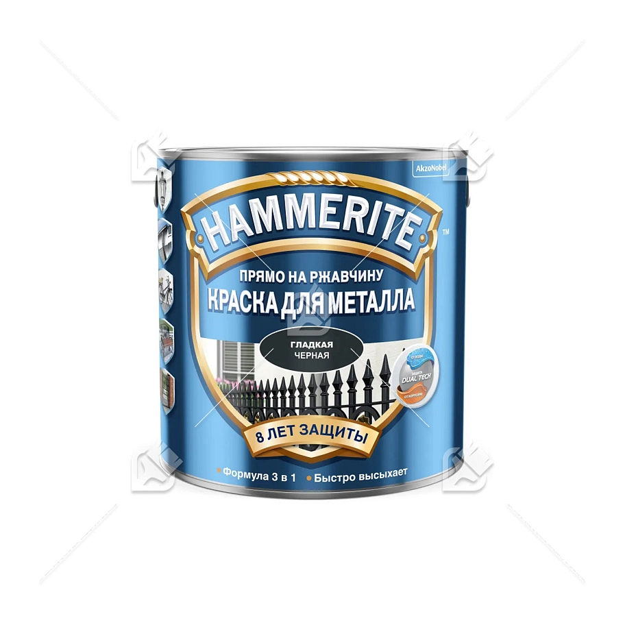 Краска для металлических поверхностей алкидная Hammerite гладкая черная 0,75 л