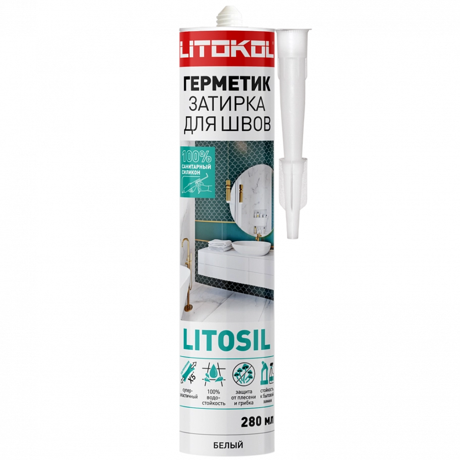 Герметик санитарный силиконовый Litokol Litosil черный графит 280 мл