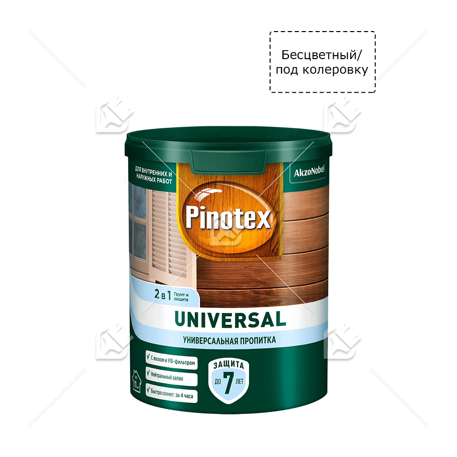 Pinotex Universal 2 в 1 универсальная пропитка для древесины CLR база под колеровку 0,9 л