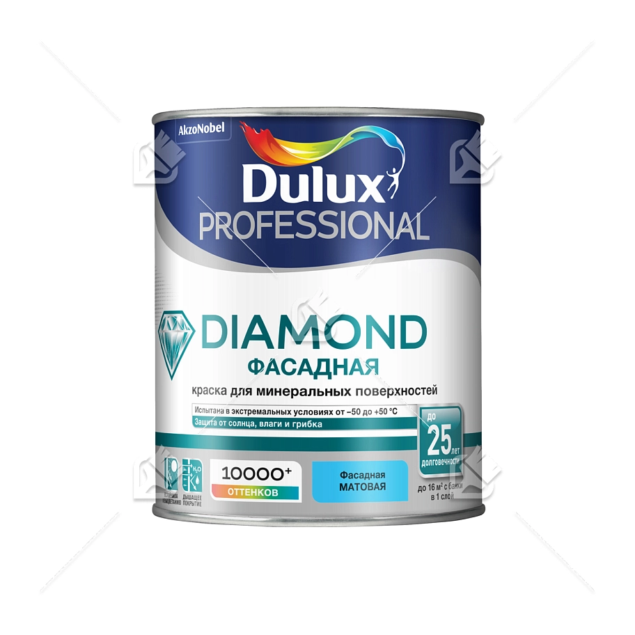 Краска фасадная для минеральных и деревянных поверхностей Dulux Professional Diamond гладкая матовая база BС 0,9 л