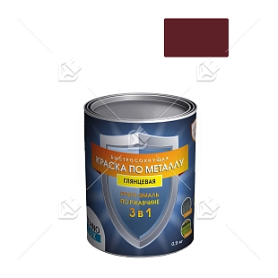Грунт-эмаль 3 в 1 Технолюкс гладкая вишнево-красная RAL 3005 0,9 кг