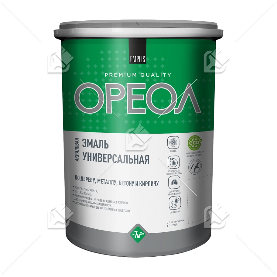 Эмаль универсальная акриловая Ореол глянцевая белая 2,5 кг.