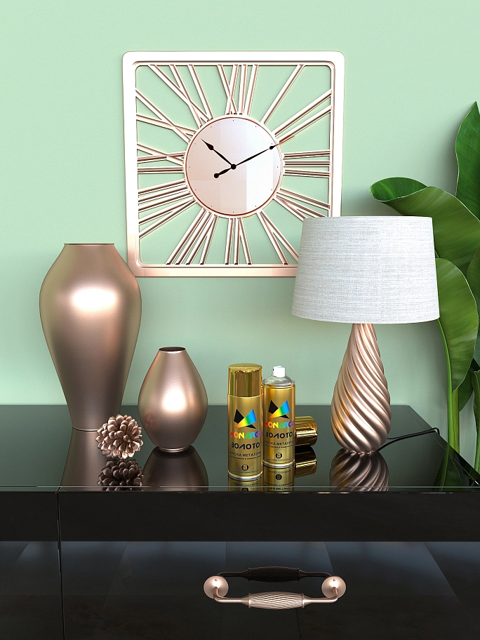 Краска универсальная аэрозольная акриловая Eastbrand Monarca металлик яркое золото 520 мл. 