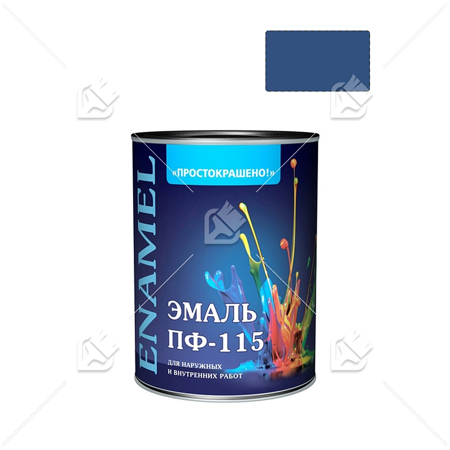 Эмаль ПФ-115 универсальная алкидная Простокрашено синяя 0,9 кг.