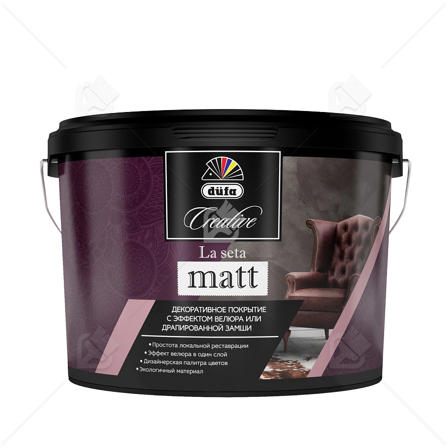 Покрытие декоративное Dufa Creative La Seta matt эффект велюра база ARGENTO 6 кг