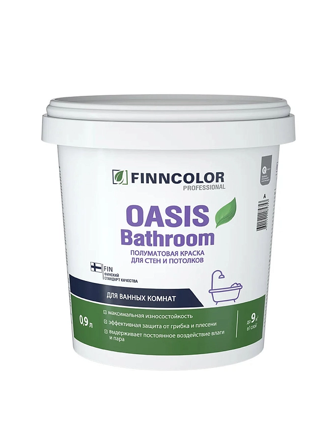Краска для влаж. помещений OASIS BATHROOM A п/мат 0,9л