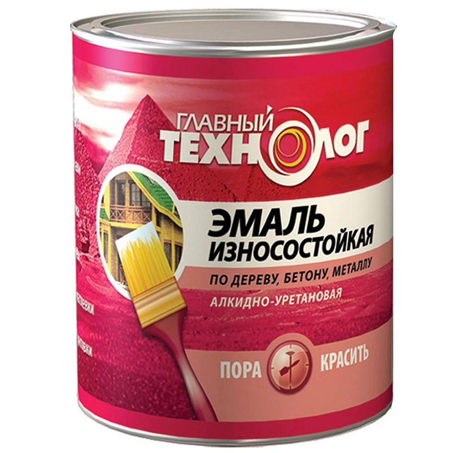 Эмаль универсальная алкидно-уретановая износостойкая Главный Технолог коричнево-красная 2,1 л.