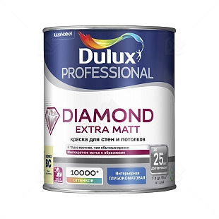 Краска для стен и потолков водно-дисперсионная Dulux Diamond Extra Matt глубокоматовая база BC 0,9 л.