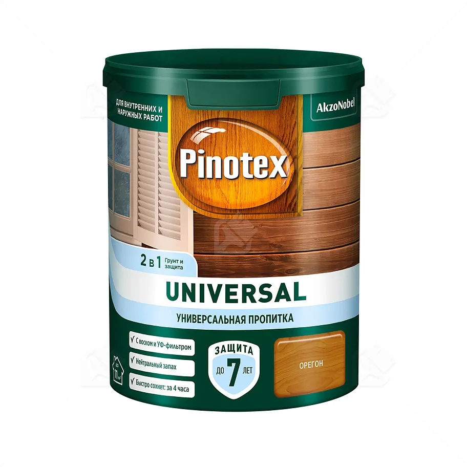 Pinotex Universal 2 в 1 универсальная пропитка для древесины Орегон 0,9 л
